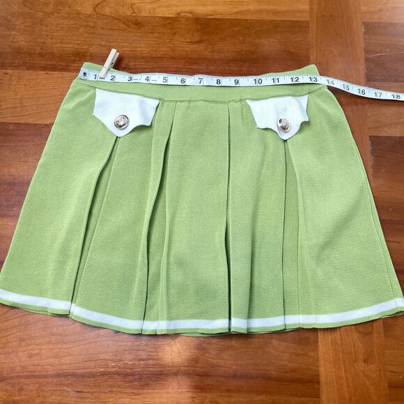 Daisy Sage Green Pleated Mini Skirt Women’s Large Preppy Tenniscore Knit Skort - Picture 5 of 11